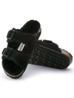 Dámské zateplené žabky s ovčí vlnou Arizona VL Black semišová kůže regular wide dámské model 20693883 - Birkenstock