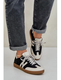 Zazoo N1068 Kožené Nízké Tenisky Dámské Černé