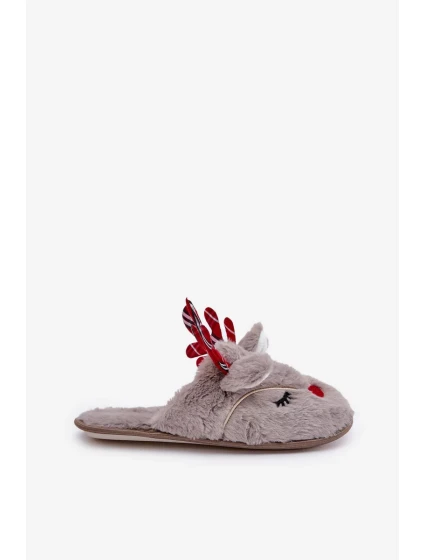 Vánoční Pantofle S Motivem Sobů Tmavě Béžové Sylaia