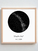 Personalizovaný magický fotoobraz v rámu - čtverec 20x20 - hvězdná mapa