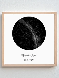 Personalizovaný magický fotoobraz v rámu - čtverec 20x20 - hvězdná mapa