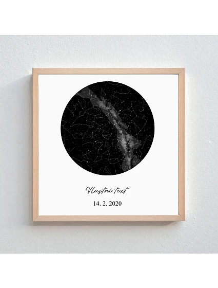 Personalizovaný magický fotoobraz v rámu - čtverec 20x20 - hvězdná mapa Personalizovaný magický fotoobraz v rámu - čtverec 20x20 - hvězdná mapa