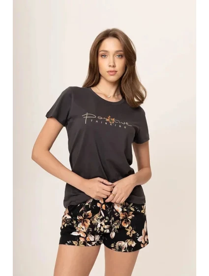 Dámské pyžamo model 19001980 černá vzor - Karol Dámské pyžamo model 19001980 černá vzor - Karol