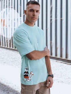 Pánské tyrkysové tričko s potiskem Dstreet RX5509
