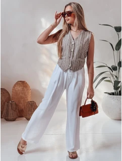 Dámské volnočasové kalhoty s širokými nohavicemi white Dstreet model 21987243 - FashionStreet