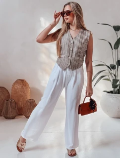 Dámské volnočasové kalhoty s širokými nohavicemi white Dstreet model 21987243 - FashionStreet