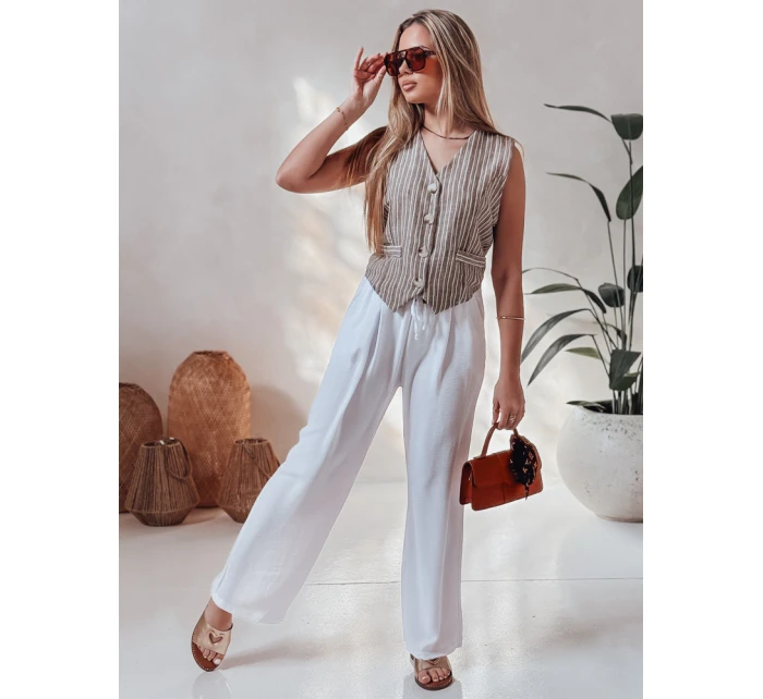 Dámské volnočasové kalhoty s širokými nohavicemi white Dstreet model 21987243 - FashionStreet