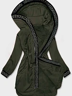 Tenká dámská bunda s ozdobným lemováním khaki (B8142-11)