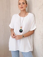 Oversized halenka s přívěskem světle béžová