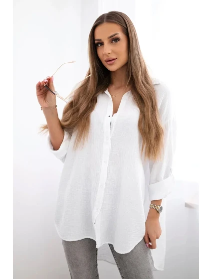 Bavlněná mušelínová košile bílý Bavlněná mušelínová košile bílý
