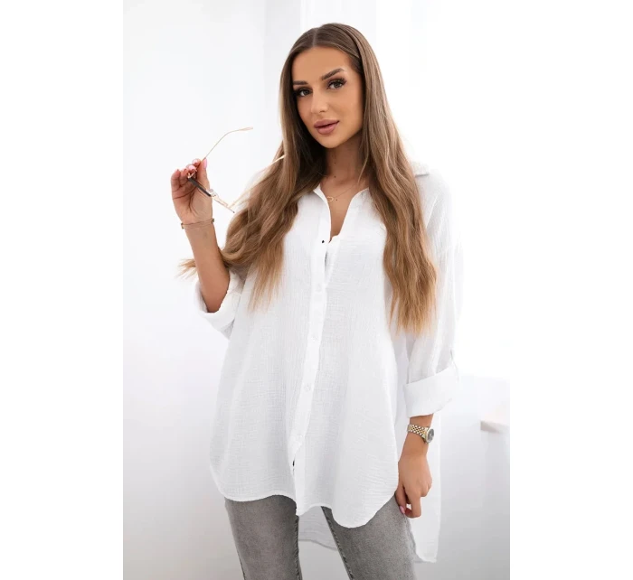 Bavlněná mušelínová košile bílý