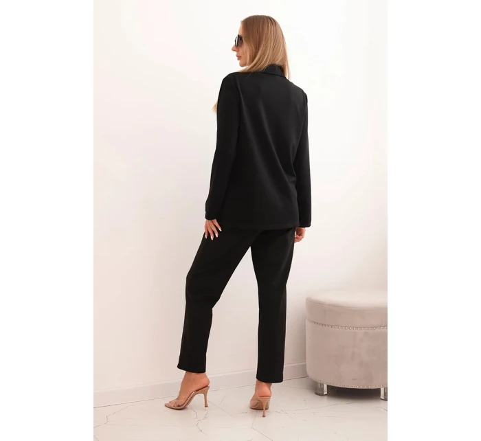 Dámská souprava s viskózou a ozdobami a model 21232441 kalhotami černý - K-Fashion Dámská souprava s viskózou a ozdobami a model 21232441 kalhotami černý - K-Fashion