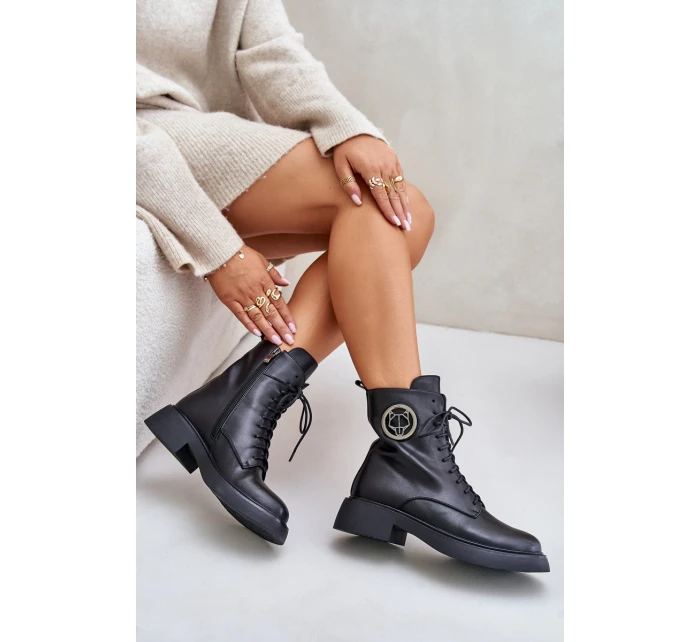 Kožené botky s podšívkou na zip černé model 21675499 - Boto Kožené botky s podšívkou na zip černé model 21675499 - Boto