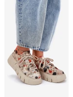 Kožené sneakersy na platformě Maciejka 06891-18 béžové Kožené sneakersy na platformě Maciejka 06891-18 béžové