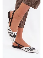 Dámské sandály s výšivkou na ploché Černé Grelia