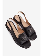 Dámské sandály na nízkém podpatku s ozdobou model 22133753 Černé - S.Barski