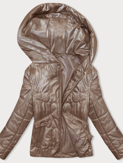 Krátká dámská prošívaná bunda v karamelové barvě (B8185-101)