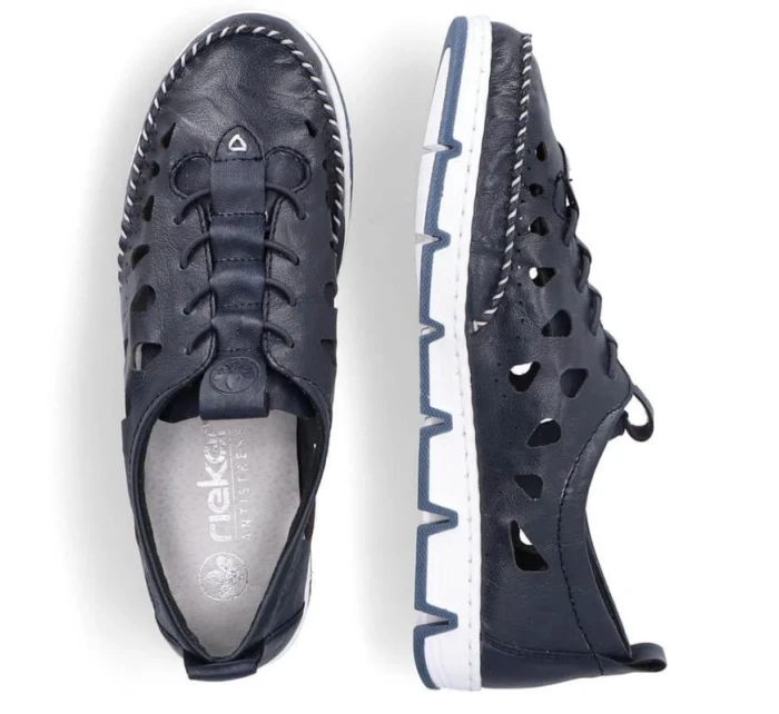 Rieker W RKR652 námořnicky modrá kožená polobotka s prolamovanou podrážkou Rieker W RKR652 námořnicky modrá kožená polobotka s prolamovanou podrážkou