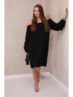 Španělské šaty s ozdobnými rukávy černý Španělské šaty s ozdobnými rukávy černý