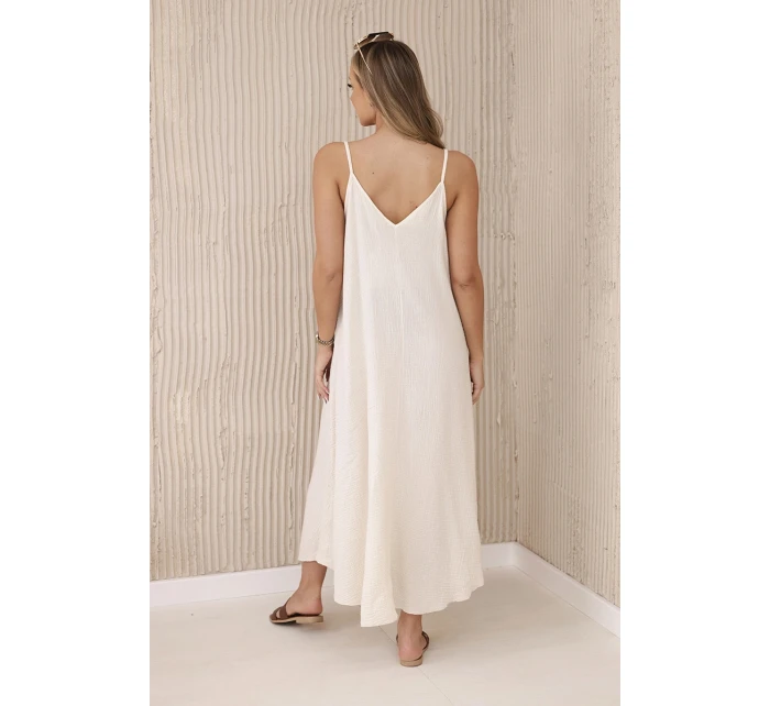 Mušelínové šaty na ramínka světle béžová