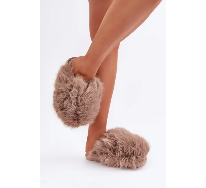 Futrzane Dámské Pantofle Tmavě béžové Wladisa