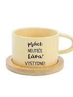 PRÁCE NEUTEČE, KÁVA VYSTYDNE! - žlutý hrníček makronka 200 ml