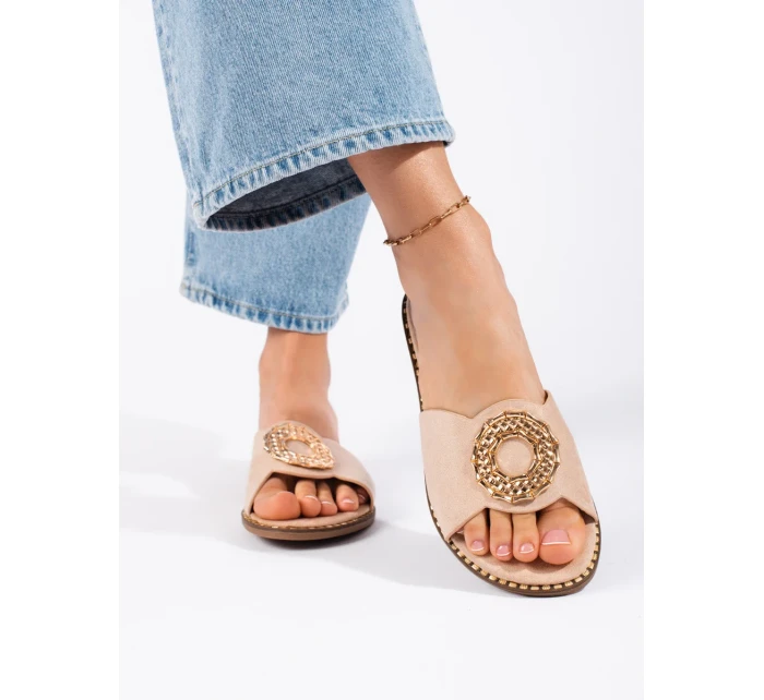 Módní nazouváky dámské hnědé bez podpatku Módní nazouváky dámské hnědé bez podpatku