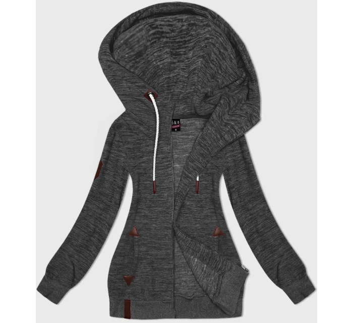 Grafitová melanžová rozepínací mikina model 19678087 - 6&8 Fashion Grafitová melanžová rozepínací mikina model 19678087 - 6&8 Fashion