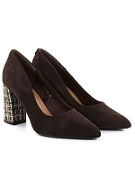 Čokoládové semišové lodičky na jehlovém podpatku Sergio model 22078955 - LEONE