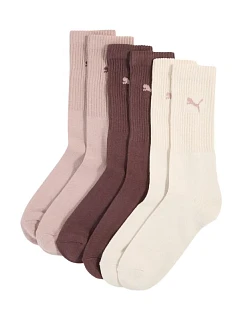 Ponožky Puma Crew, 3 páry, hnědé, růžové, béžové, 880355, velikost 39