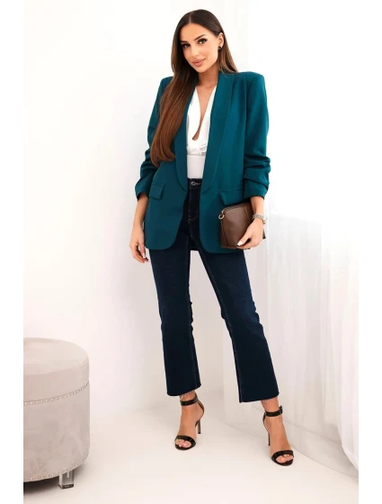 Sako s klopami elegantní tmavě modrozelená