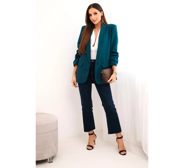Sako s klopami elegantní tmavě modrozelená