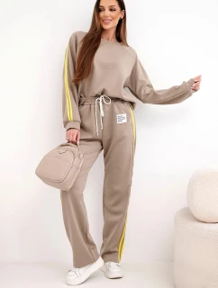 Dámský teplákový komplet model 21951913 s lampasy a volnou mikinou fango - K-Fashion