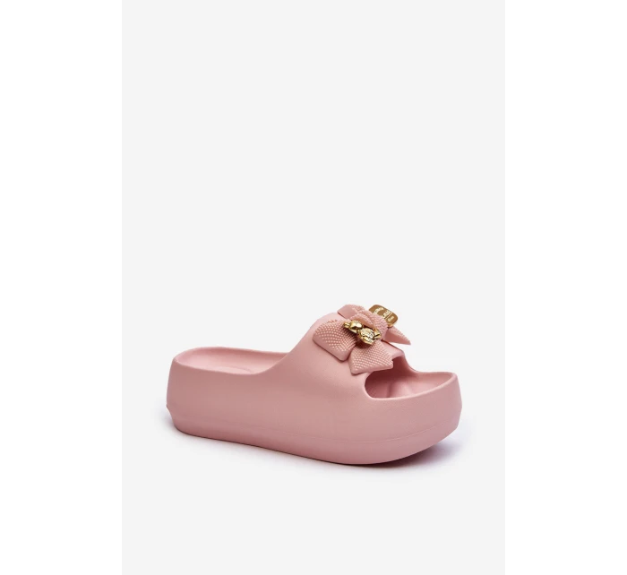 Dámské žabky s mašlí Růžové model 21652092 - Boto