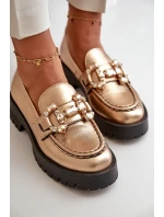 Dámské kožené mokasíny s ozdobou model 21667878 béžové - CheBello