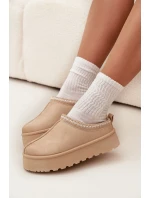 Nízké dámské sněhule s výšivkou na platformě světle béžové model 21676491 - Boto
