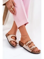 Materiálové dámské pantofle na korkové platformě s přezkami Camel Osoffe