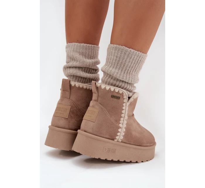 Dámské Sněhule Na Platformě S Prošíváním Big Star SS274129 Béžové Dámské Sněhule Na Platformě S Prošíváním Big Star SS274129 Béžové