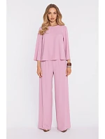 M905 Elegantní halenka s volnými rukávy - pudrová