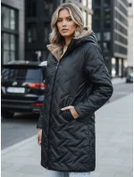 Dámská dlouhá prošívaná bunda černá model 21994236 - Dstreet