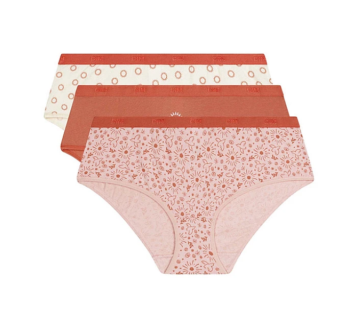 Dámské bavlněné kalhotky 3 ks DIM LES POCKETS COTTON BOXER 3x - DIM - smetanová