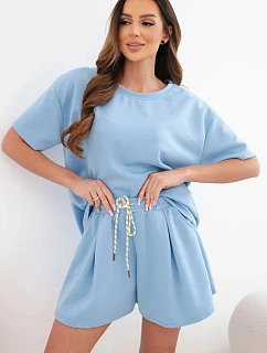 Dámský viskózový máslový komplet s krátkým rukávem a kalhotami s ohrnovanou nohavicí mentolový