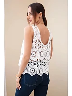 Dámská viskózová halenka bez rukávů s výstřihem do V džínová