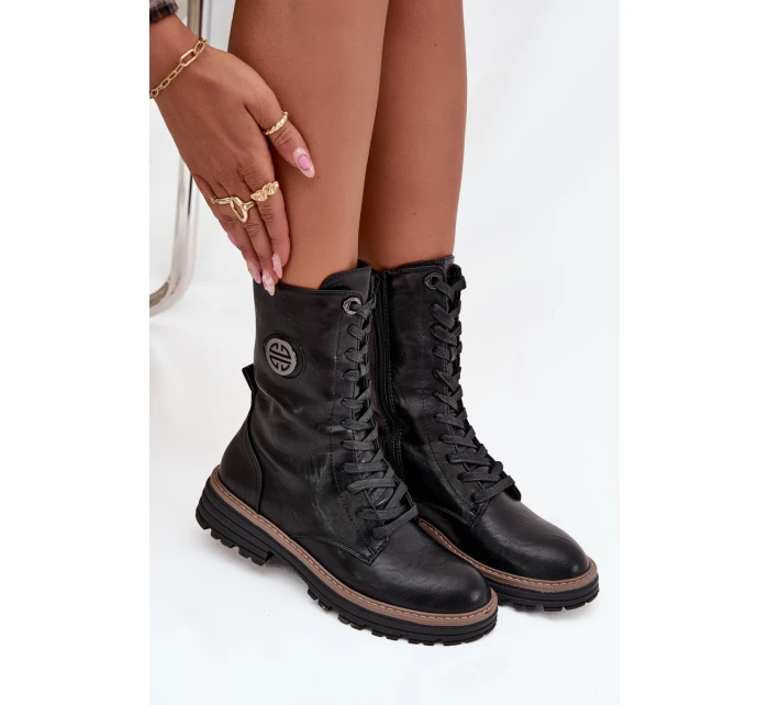 Dámské workery s ozdobným detailem zateplené černé model 21712837 - Boto