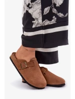 Dámské semišové pantofle s přezkou Big Star – hnědé Dámské semišové pantofle s přezkou Big Star – hnědé