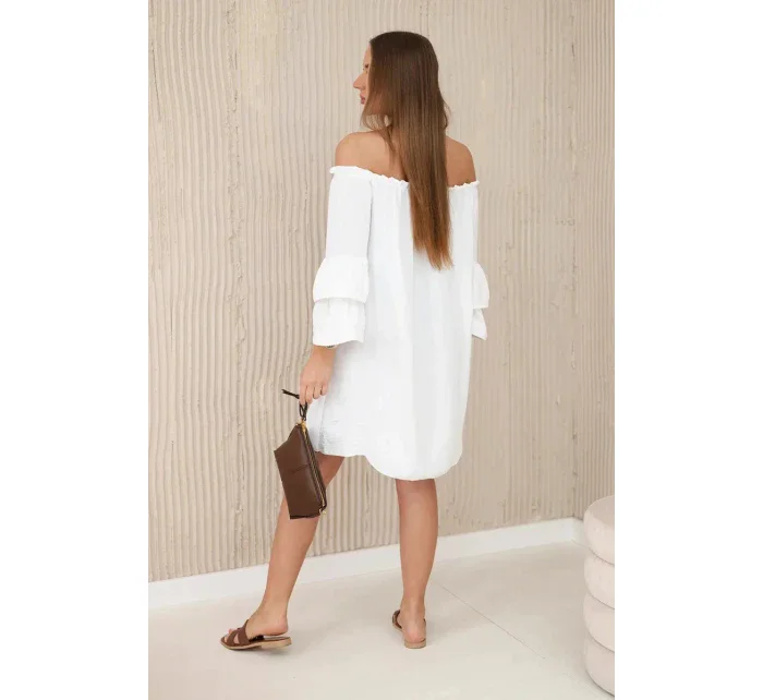 Španělské šaty s volánky 8002 ecru - Kesi