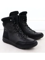 Dámské kožené nepromokavé boty s kožíškem černé model 21905989 - Rieker Dámské kožené nepromokavé boty s kožíškem černé model 21905989 - Rieker