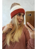 Fleecová čepice Bojana K265 červená+ecru+beige Fleecová čepice Bojana K265 červená+ecru+beige