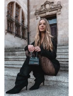 kozačky na jehlovém podpatku z veluru vyhřívané černé model 21757771 - Boto