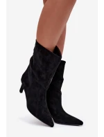 Nazouvací dámské kotníkové boty na jehlovém podpatku černé Solvienne